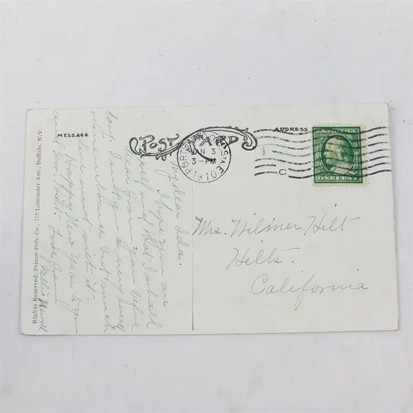 Vintage Art Deco 1910 New Year's Greeting Poem US Mail Box Streetlight Postcard