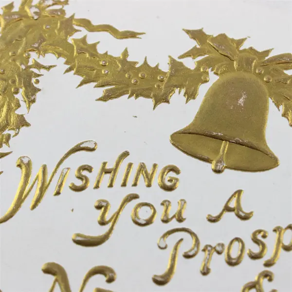 1909 Wishing You A Prosperous & Happy New Year Bell & Garland Embossed Postcard 