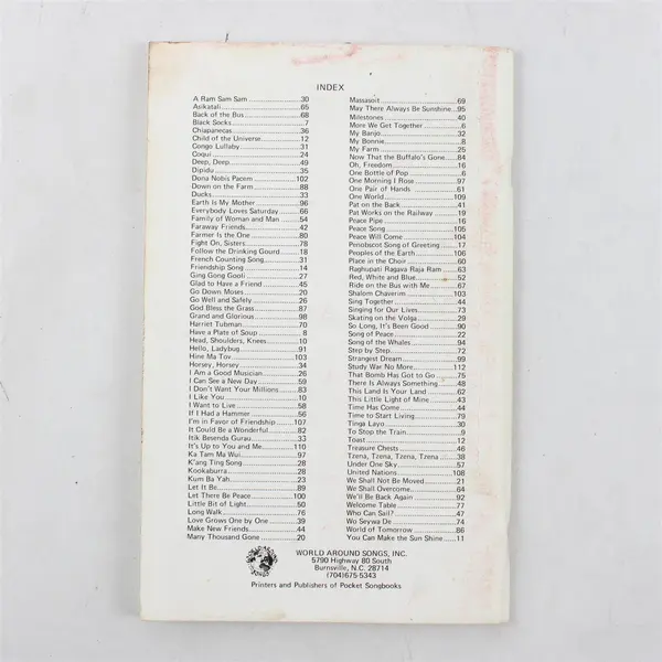 Children's Songs for a Friendly Planet Evelyn Weiss 1986 Paperback Songbook