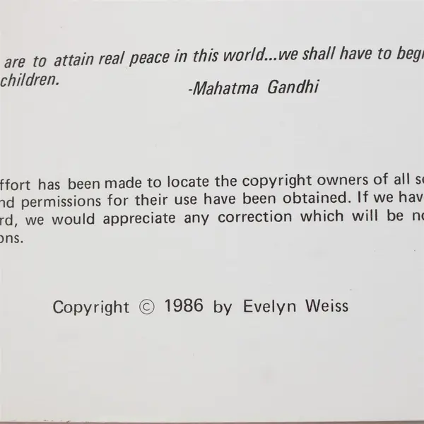 Children's Songs for a Friendly Planet Evelyn Weiss 1986 Paperback Songbook