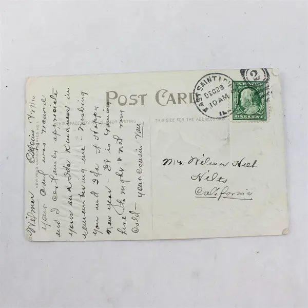 Vintage 1910 Happy New Year Child Blacksmith Anvil Embossed Postcard