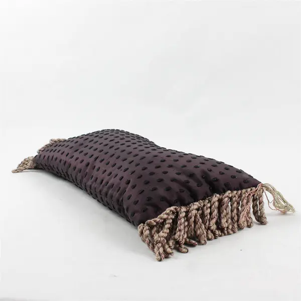 Lot of 2 Purple Polka Dot Rectangle Throw Pillows Fringe 17x8