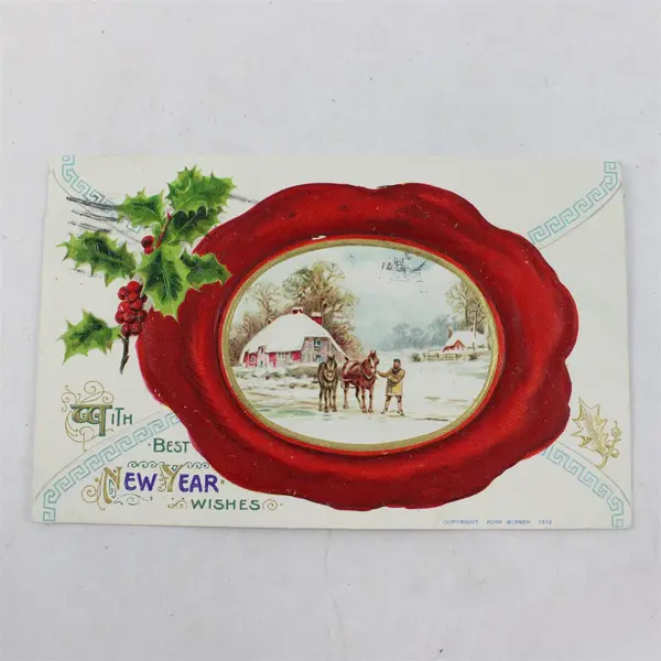 Vintage 1910 With Best New Year Wishes Embossed Postcard John Winsch 