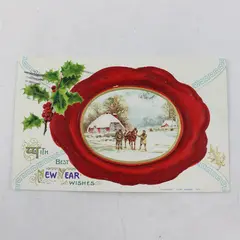 Vintage 1910 With Best New Year Wishes Embossed Postcard John Winsch 