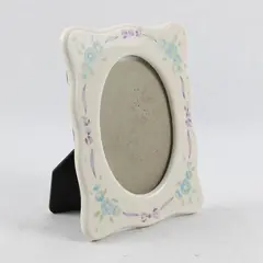 Vintage 1980s Terragrafics Floral Painted Ceramic Standing Photo Frame 3.5" x 5"