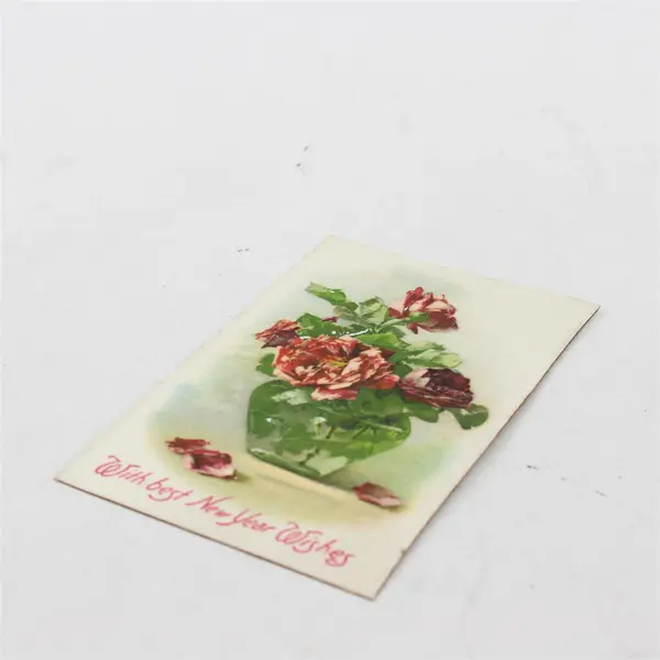 Vintage 1907 With Best New Year Wishes Rose Vase Postcard Hilts California DPO