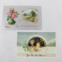 Lot Of 2 Vintage With Best New Year Wishes Embossed Greeting Postcards