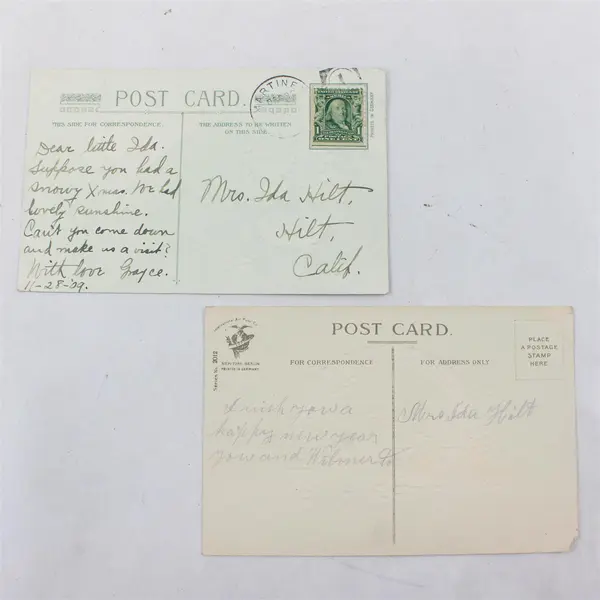 Lot Of 2 Vintage With Best New Year Wishes Embossed Greeting Postcards
