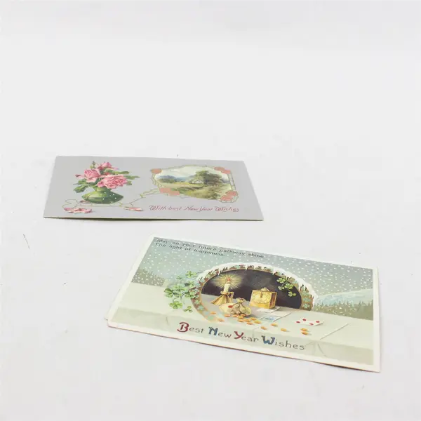 Lot Of 2 Vintage With Best New Year Wishes Embossed Greeting Postcards