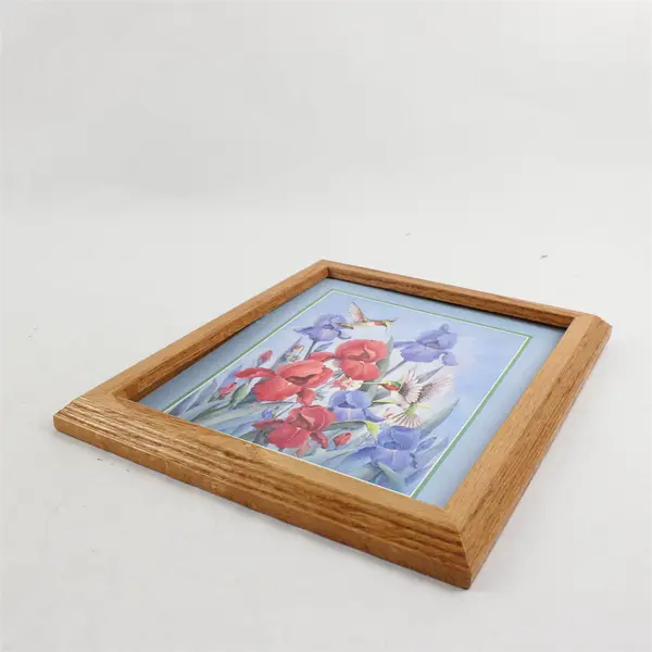 Lot of 3 Hummingbird Art Pieces in Wooden Frames