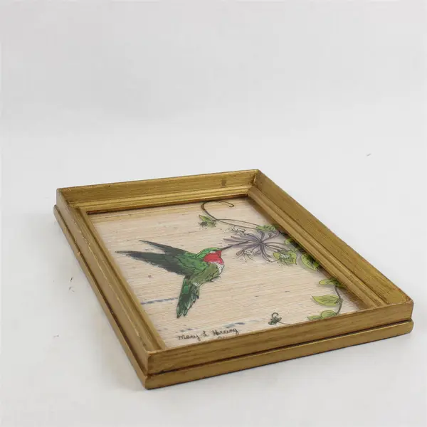 Lot of 3 Hummingbird Art Pieces in Wooden Frames