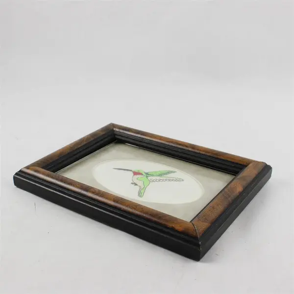 Lot of 3 Hummingbird Art Pieces in Wooden Frames