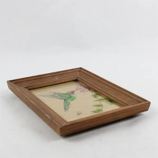 Lot of 3 Hummingbird Art Pieces in Wooden Frames