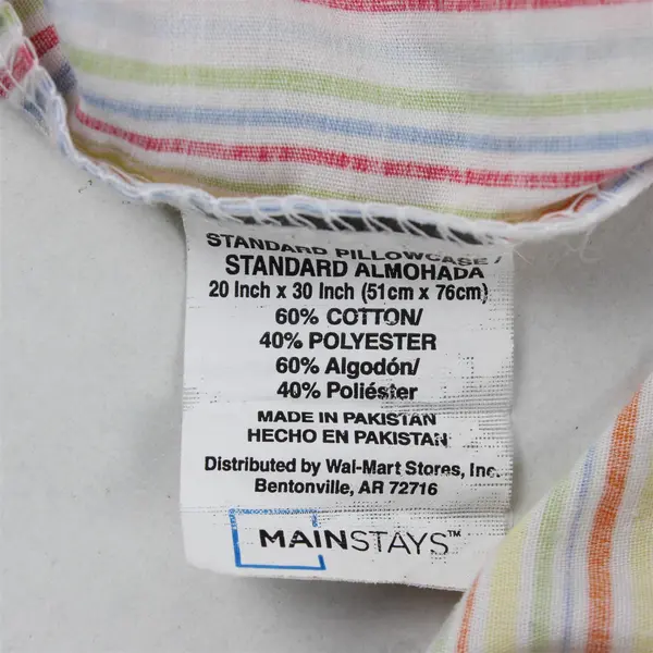 Mainstays Multicolor Striped Standard Pillowcase Cotton/Polyester 20" x 30"