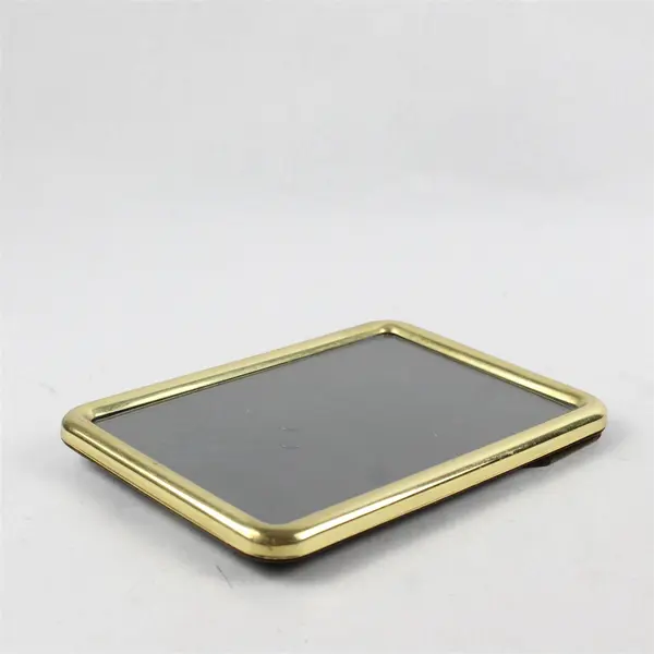Vintage Rounded Edge Gold-Tone Metal Standing Photo Frame 4-3/4" x 6-3/4" FLAWED