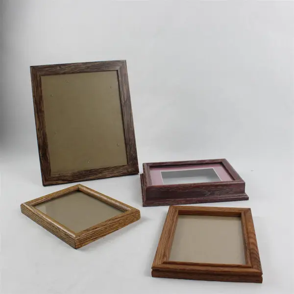 Lot of 4 Rustic Wooden Wall-Hanging and Standing Photo Frames