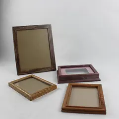 Lot of 4 Rustic Wooden Wall-Hanging and Standing Photo Frames