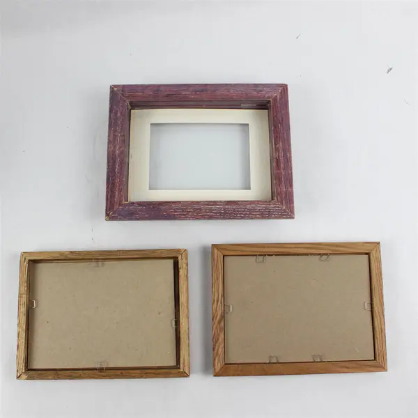Lot of 4 Rustic Wooden Wall-Hanging and Standing Photo Frames