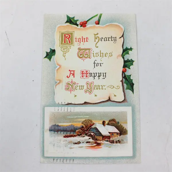 1910 Right Hearty Wishes For A Happy New Year Embossed Postcard
