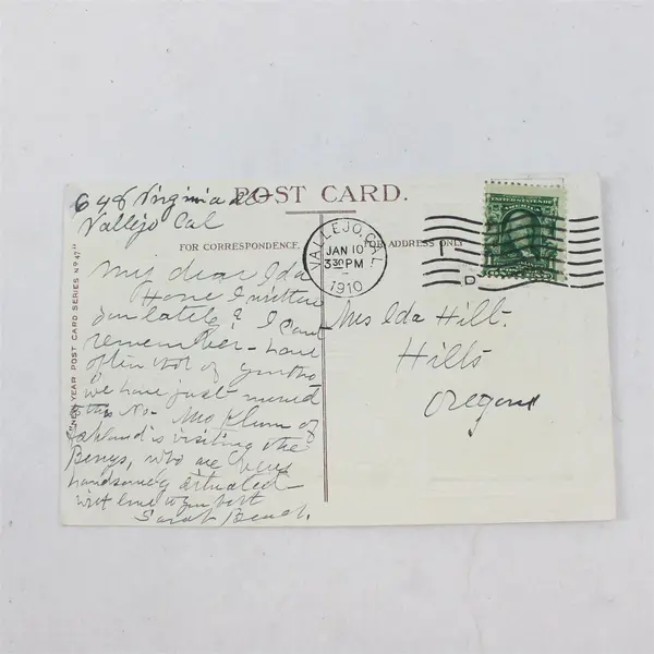 1910 Right Hearty Wishes For A Happy New Year Embossed Postcard