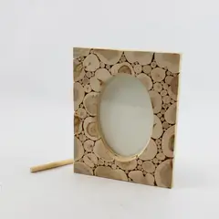 Rustic Wood Slice Mosaic Standing Photo Frame 3.5" x 5"