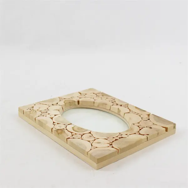 Rustic Wood Slice Mosaic Standing Photo Frame 3.5" x 5"
