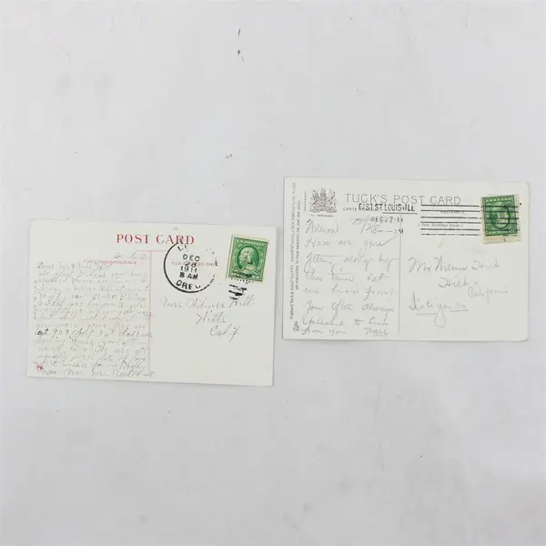Lot of 2 Vintage 1910s Happy New Year Flower Embossed Postcards