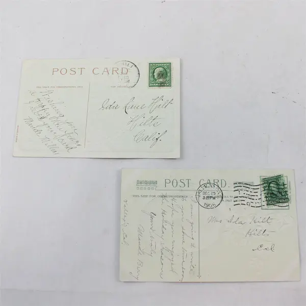 Lot of 2 Vintage Embossed A Happy New Year Postcards