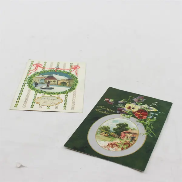 Lot of 2 Vintage Embossed A Happy New Year Postcards