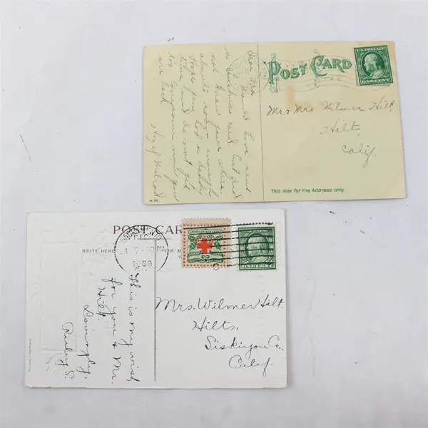 Lot of 2 Vintage Early 1900s New Year Poem Greeting Postcards