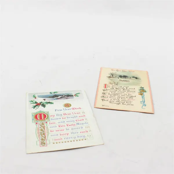 Lot of 2 Vintage Early 1900s New Year Poem Greeting Postcards