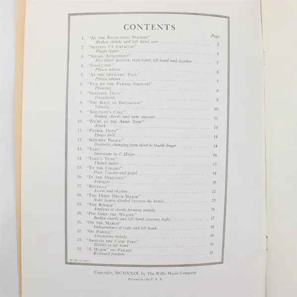 Let's Join the Army A Manual of Arms and Fingers For Boys at the Piano 1929 PB