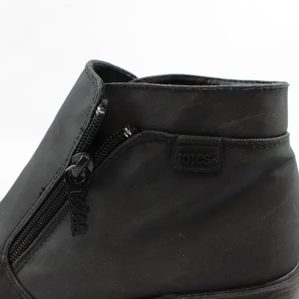 Totes Solid Piedmont Black Ankle Bootie Shoes 2" Block Heel Womens Size 8M
