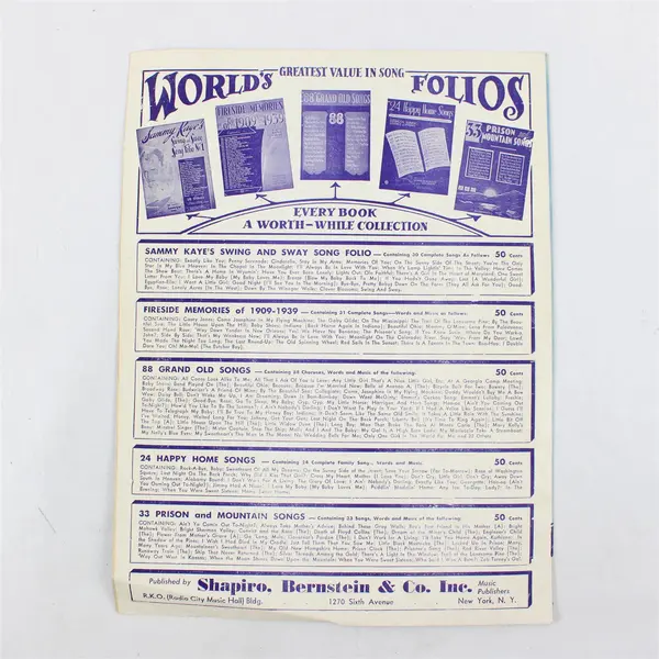 Vintage 1942 Sheet Music In The Blue Of The Evening Tom Adair D'Artega 