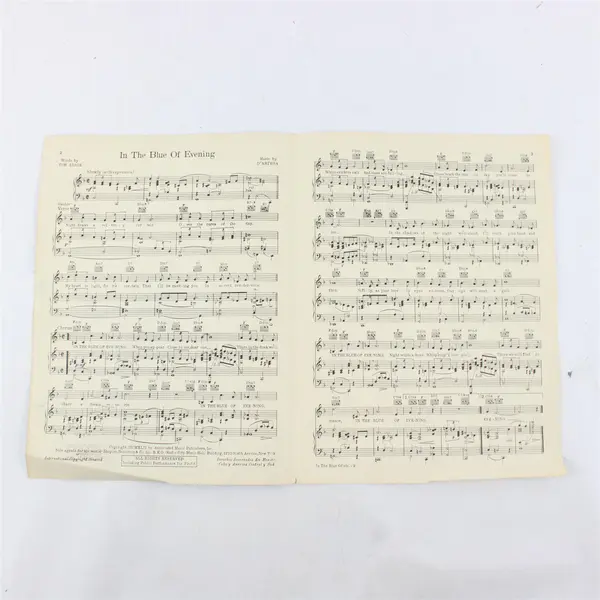 Vintage 1942 Sheet Music In The Blue Of The Evening Tom Adair D'Artega 