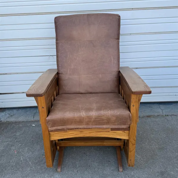 Amish Handcrafted Mission Glider Chair and Ottoman - Freight / Local Pickup