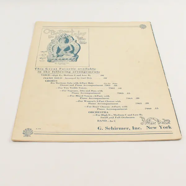 Vintage 1936 Sheet Music On the Road to Mandalay by Oley Speaks For Piano Solo