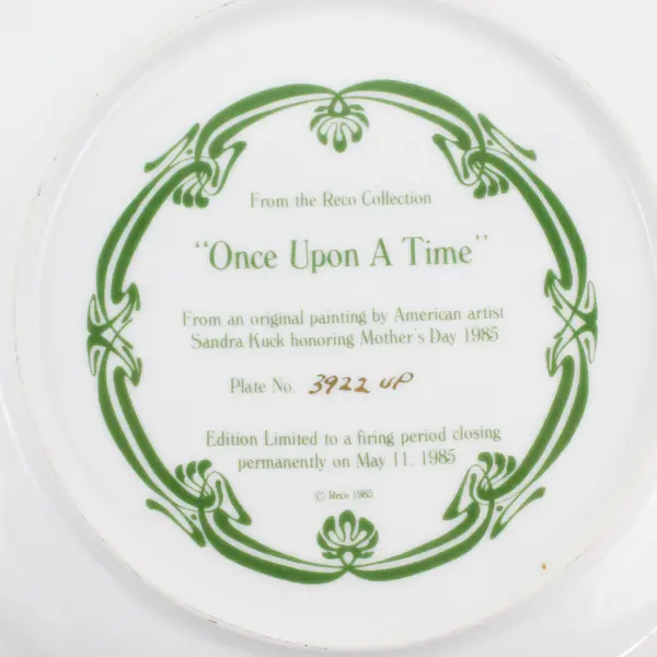 1985 L.E. Reco Collection Once Upon A Time Collectors Plate by Sandra Kuck