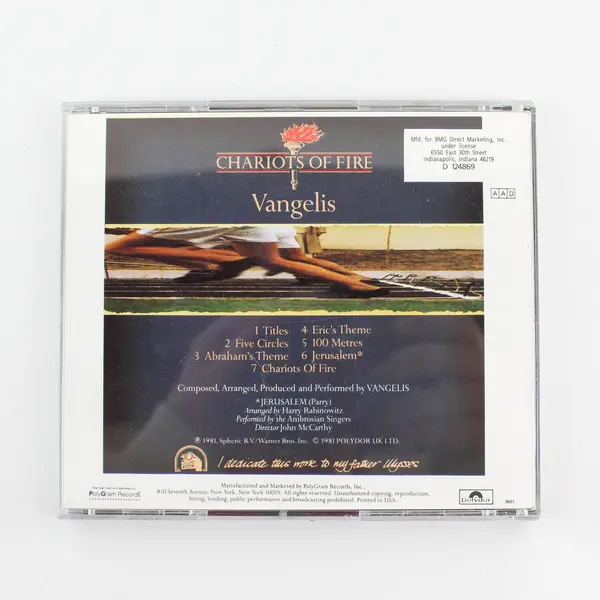 Chariots Of Fire CD By Vangelis  1981  #800020-2 