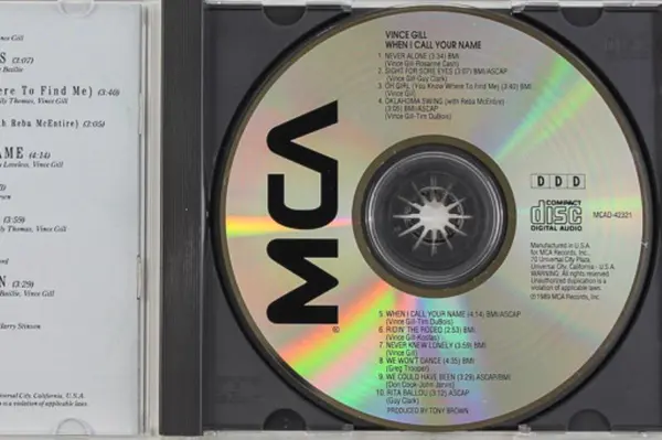 Vince Gill When I Call Your Name Audio Music CD Disc 1989 MCA Records