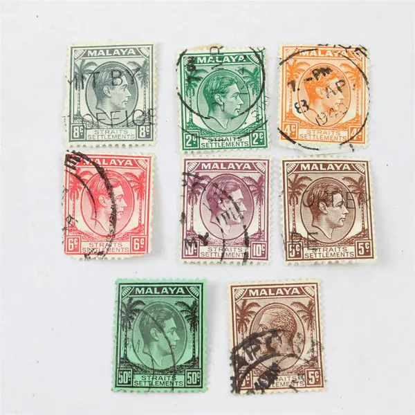 Lot Of 8 Straits Settlements King George VI Stamps Used Malaya