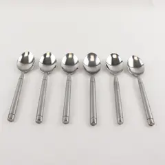 Lot of 6 Cambridge Silver Tripoli II-Sand Pattern 18/0 SS Oval Soup Spoons 7.75"