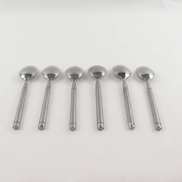 Lot of 6 Cambridge Silver Tripoli II-Sand Pattern 18/0 SS Oval Soup Spoons 7.75"