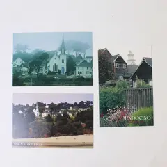 Lot Of 3 Vintage Mendocino California Postcards Beach Historic Buildings