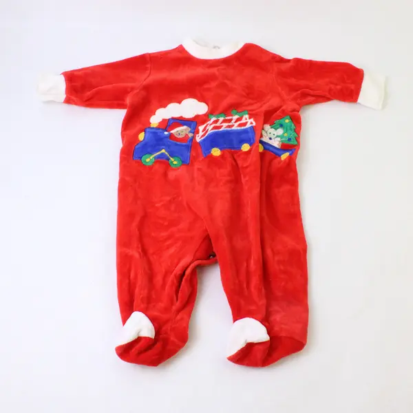 VTG Little Me by Schwab Christmas Toy Train Design Footed Pajamas 14-17 lbs