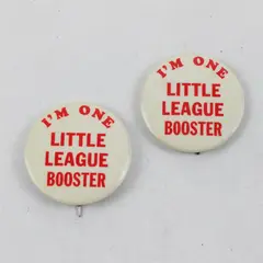 Lot Of 2 Vintage I'm One Little League Booster Baseball Pinback Pin