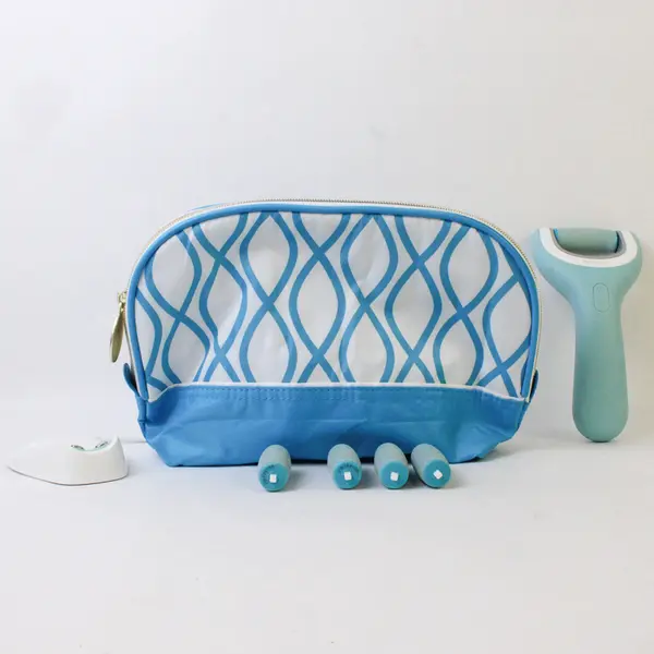 Amope Pedi Perfect Storage Case and Roller Blue White Travel Pouch