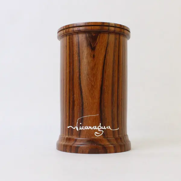 Wooden Pencil Holder "Nicaragua" Desk Organizer Collectible 3x3x4.5