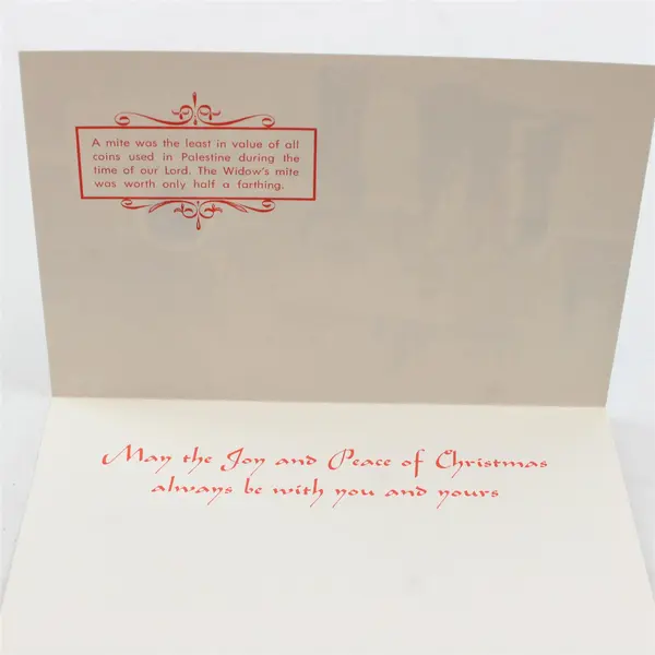 Vintage Widow's Mite Coin Reproduction On Greeting Card Bethlehem 