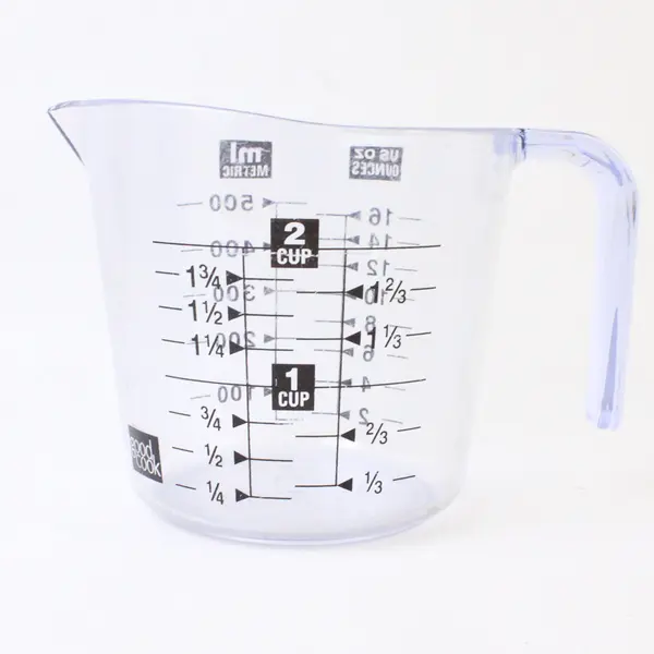 Lot of 2 Good Cook Clear Plastic Measuring Cups 1 Cup & 2 Cup
